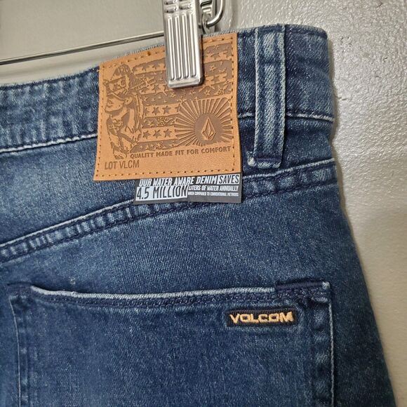 Volcom Vorta Slim Straight Jeans Mens Size 34 Medium Wash Stretch Denim Skater - Picture 7 of 12